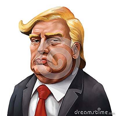 Cartoon Portrait of Donald Trump - Illustrated by Erkan Atay Editorial Stock Photo