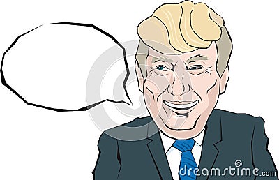 Cartoon Portrait of Donald Trump says something Vector Illustration