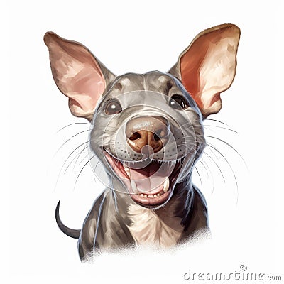 Laughing Dog Painting In Aggressive Digital Illustration Style Stock Photo