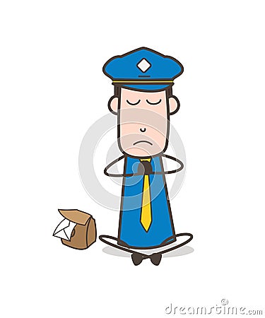 Cartoon Postboy Doing Prayer Vector Illustration Stock Photo