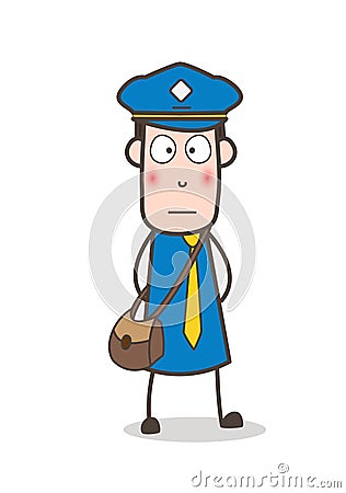 Cartoon Postboy Flushed Face Expression Vector Stock Photo