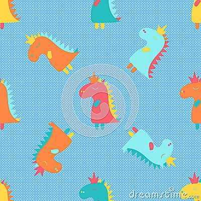 Cartoon poster with colorful cartoon baby dinosaur pattern for banner design.Decorative print.Colorful silhouette. Baby collection Stock Photo