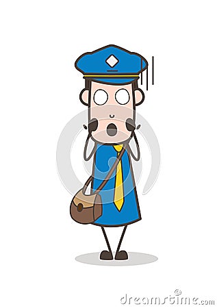 Cartoon Postman Screaming in Fear Stock Photo