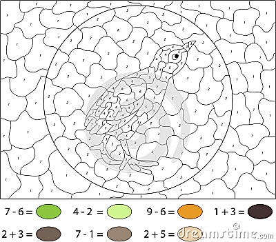 Cartoon poult. Color by number educational game for kids Vector Illustration