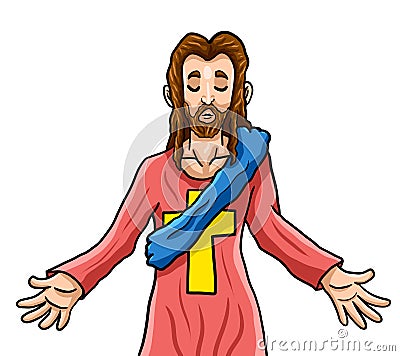 Cartoon Praying Jesus Christ Cartoon Illustration