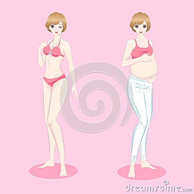 Cartoon pregnant woman Vector Illustration