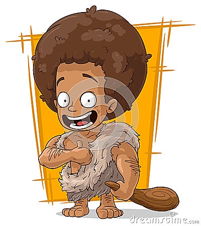 Cartoon prehistoric man with truncheon Vector Illustration