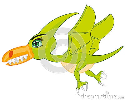 Prehistorical animal bird pterodactyl.Ravenous prehistorical bird dinosaur pterodactyl Vector Illustration