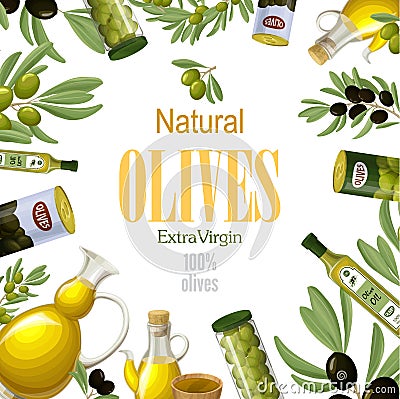 Cartoon Premium Natural Olive Template Vector Illustration