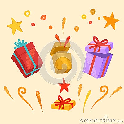 Cartoon present boxes set Cartoon Illustration