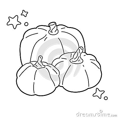 cartoon pumpkins for coloring book Vector Illustration