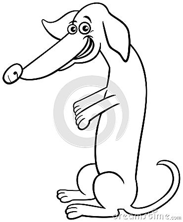 Cartoon purebred dachshund dog coloring page Vector Illustration