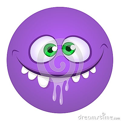 Cartoon purple happy monster face avatar. Vector illustration Vector Illustration