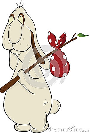 Cartoon Rabbit and Bindle Sack Vector Illustration