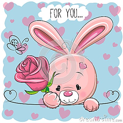 Cartoon Rabbit with flower Vector Illustration