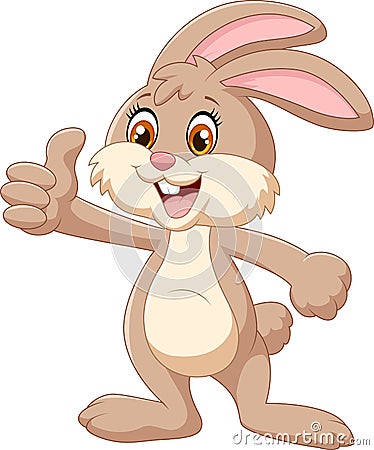 Cartoon rabbit giving thumbs up Vector Illustration