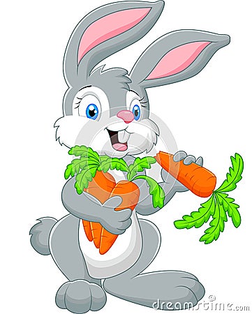 Cartoon rabbit holding a carrot Vector Illustration