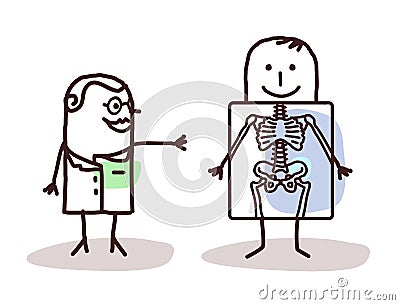 Cartoon radiologist with patient Vector Illustration