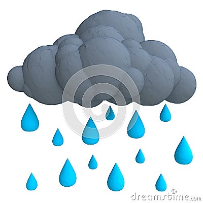 Cartoon rain cloud from plasticine or clay Stock Photo