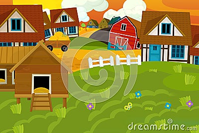 Cartoon ranch farm scene for different usage illustration Cartoon Illustration
