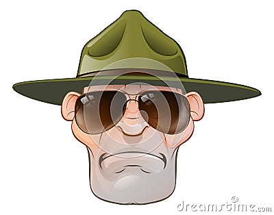 Cartoon Ranger or Drill Sergeant Vector Illustration