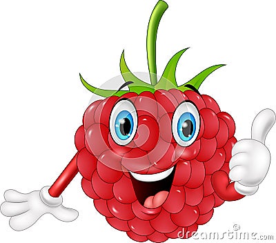 Cartoon raspberry giving thumbs up Vector Illustration