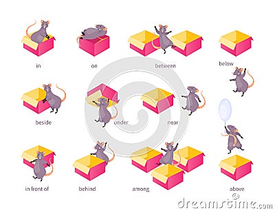 Prepositions of place vector Vector Illustration