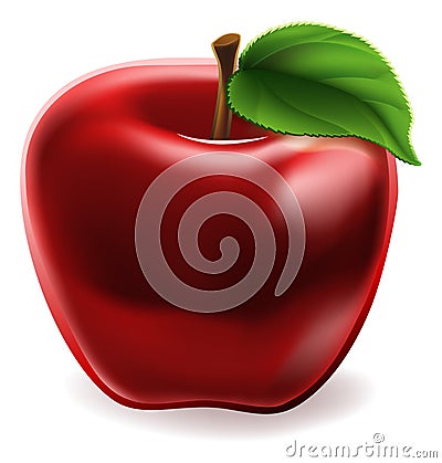 Cartoon Red Apple Icon Vector Illustration