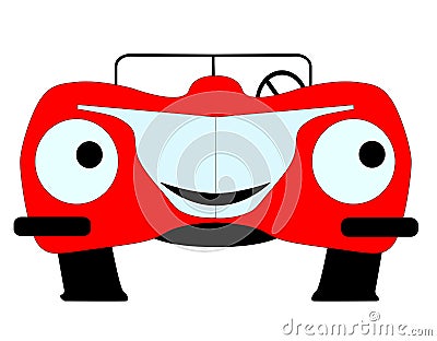 Cartoon Red Car Vector Illustration