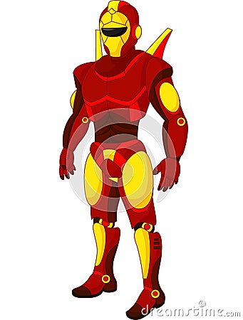 Cartoon red humanoid robot Vector Illustration