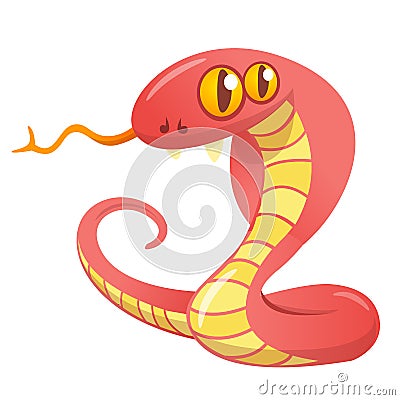 Cartoon red snake. Vector illustration of cobra icon. Vector Illustration