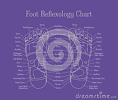 Cartoon Reflexology Feet Alternative Medicine Thin Line. Vector Vector Illustration