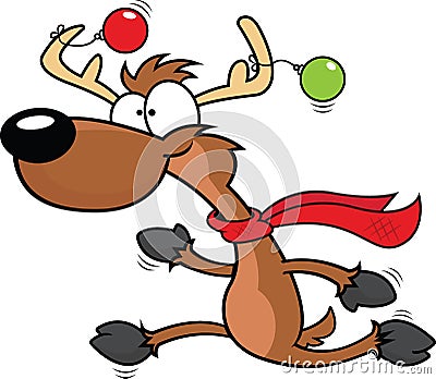 Cartoon Reindeer Running Vector Illustration