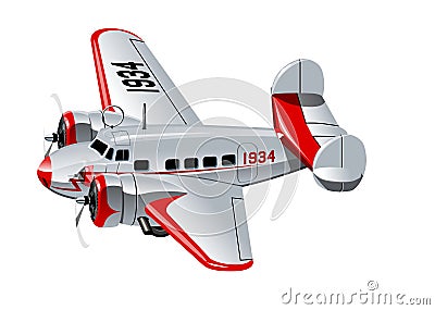 Cartoon Retro Airplane Vector Illustration