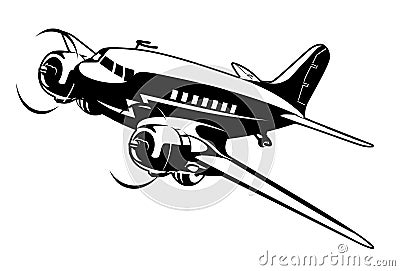 Cartoon Retro Airplane Vector Illustration