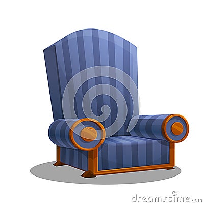 Cartoon retro armchair isolated on white background. Vector Illustration