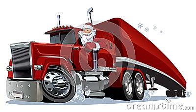 Cartoon retro Christmas truck Vector Illustration