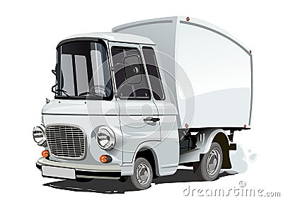 Cartoon retro delivery or cargo truck isolated Vector Illustration