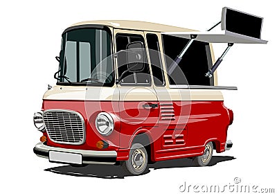 Cartoon retro food truck Vector Illustration