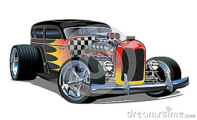 Cartoon retro hot rod isolated on white background Vector Illustration