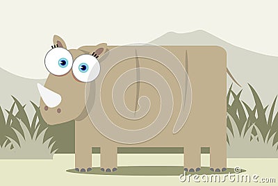 Cartoon Rhino Vector Illustration