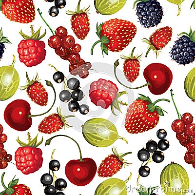 Cartoon ripe berries pattern seamless Vector Illustration