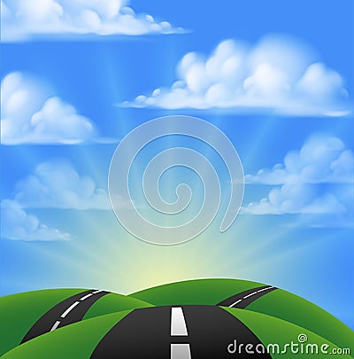 Cartoon Road Scene Vector Illustration