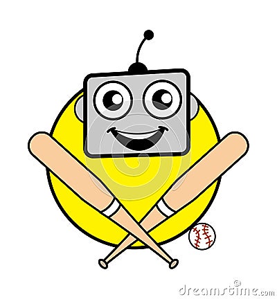 Cartoon Robot Baseball Mascot Stock Photo