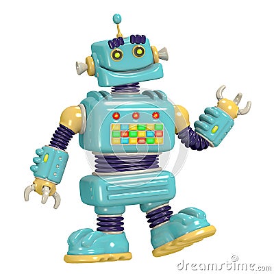 Cartoon robot 3D illustration Cartoon Illustration