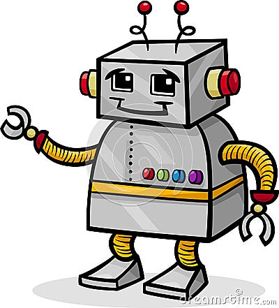 Cartoon robot or droid illustration Vector Illustration