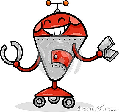 Cartoon robot or droid illustration Vector Illustration