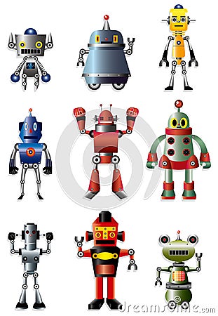 Cartoon robot icon set Vector Illustration