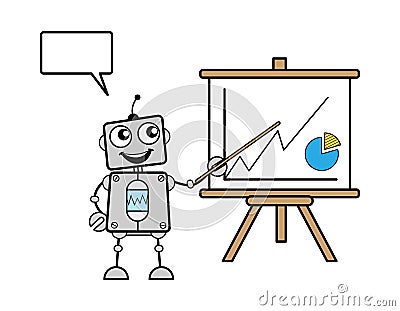 Cartoon Robot with Presentation Baord Stock Photo