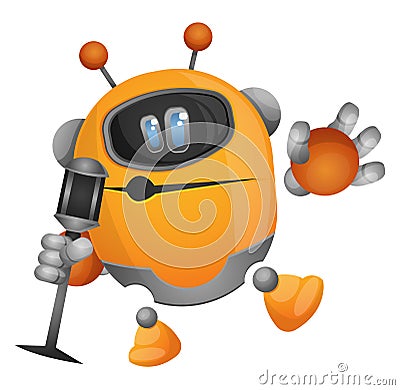 Cartoon robot singing illustration vector Vector Illustration